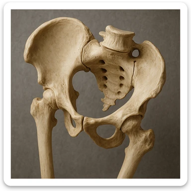 realistic detailed anatomical view of a human hip bone sticker