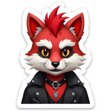 Anthropomorphic Anthro Furry punky gothic black white and red badass cool stylish handsome smexy Animal-furry-fursona sticker