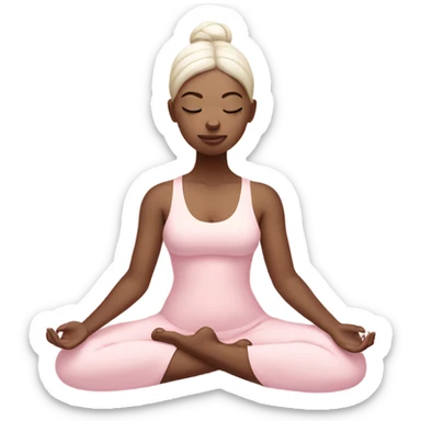 white yoga girl in meditation pose light pink clothes  sticker