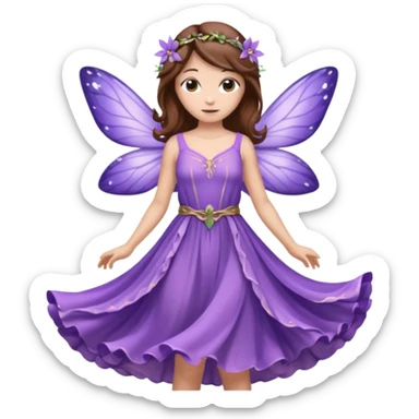 purple fairies with brown hair sticker