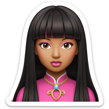 Dark skinned Nicki Minaj with Chinese bang sticker
