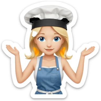 Sexy Full body  pretty
Long Blonde hair blue eyed female chef wearing white tank top, denim shorts and chef hat arms folded sticker