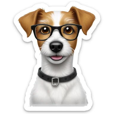 Scruffy Jack Russell dog with glasses on  sticker