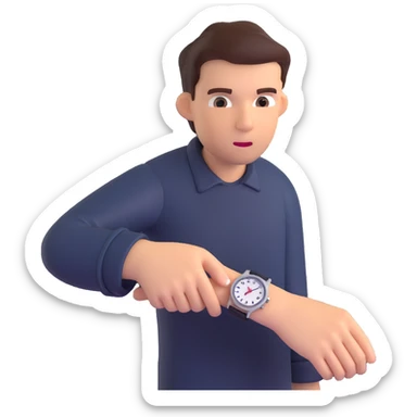 Worried person checking the time on their watch in a hurry. sticker