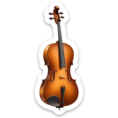 Cinematic Realistic Cello, deep brown polished wood, elegant f-holes creating contrast, warm golden light reflecting off its curves, glowing with depth and a rich musical resonance. sticker