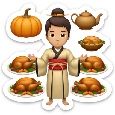 Man in Japan at Thanksgiving sticker