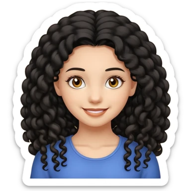 girl, long black coily hair, beautiful hazel eyes sticker