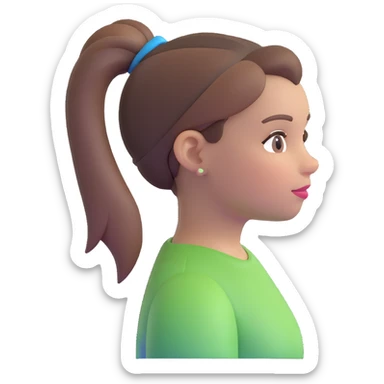 girl with brown hair and ponytail sticker