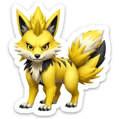 Shiny furry cool Zeraora-Renamon-Obstagoon-fusion sticker