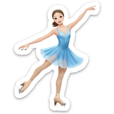 An icon featuring a graceful figure skater performing a spin on the ice. The background includes a grand ice rink palace with shining spotlights and cheering spectators in the stands. Transparent background highlights the elegance and artistry of figure skating sticker