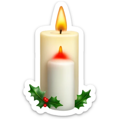 Realistic christmas candle with holly sticker