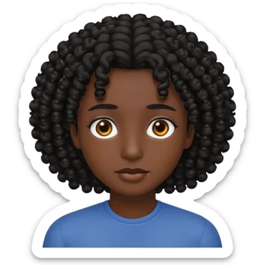 black soft tone of skin, curly black hair, brown eyes sticker