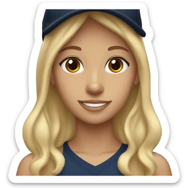 Blonde girl brown eyes wearing navy ballcap sticker