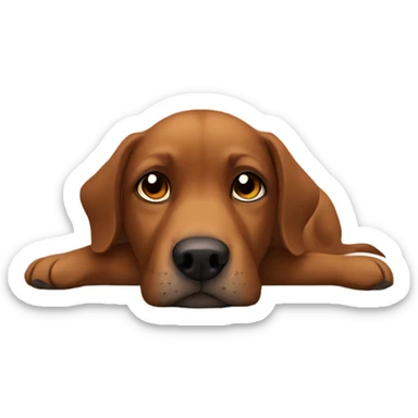 Brown dog resting indoors peacefully sticker