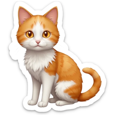 full body of tiny + skinny ginger and white cat with deep orange eyes sticker