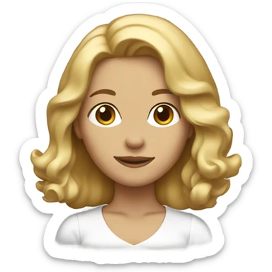 lady with shoulder length blonde and brown slightly wavy h sticker