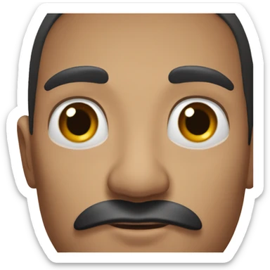 Middle-eastern man with black eyes and a moustache and vitiligo sticker