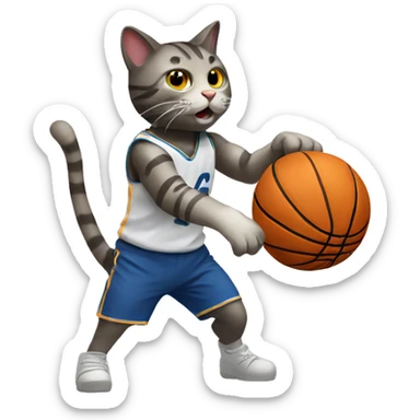 Cat shooting basketball sticker
