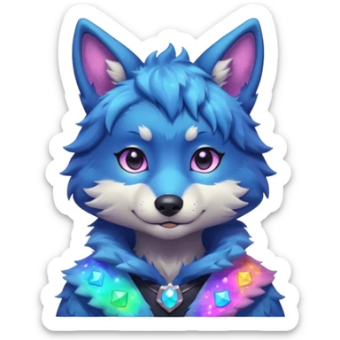 anthropomorphic anthro kawaii cute colorful shiny pastel nebula furry wolf-fursona furry  (shoulder bust)  sticker