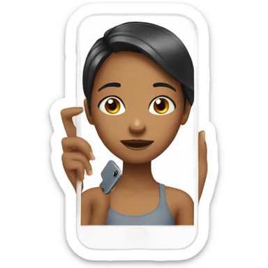 Girl in mirror holding phone sticker