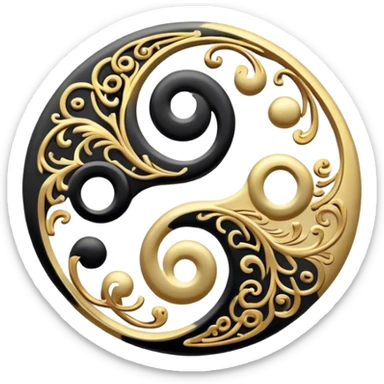 Black and gold yin yang sticker