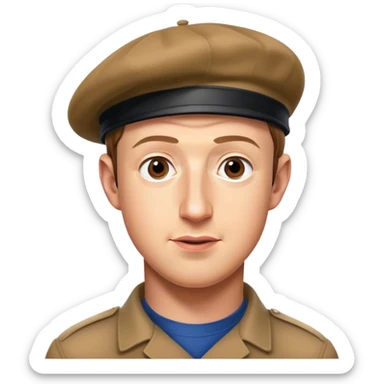 mark zuckerberg with beret looking like a artist sticker