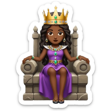Dark queen seated on stone throne, relaxed dominance, heavy shadows, coldDark queen seated on stone throne, relaxed dominance, heavy shadows, cold sticker