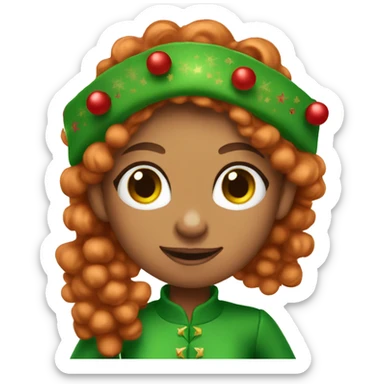 christmas (girl) elf with kong ginger curly hair sticker