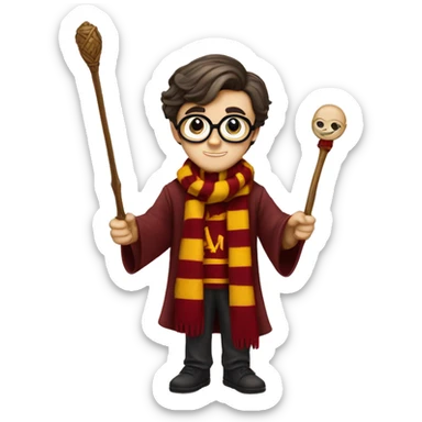 Harry Potter in griffindor scarf with magic wand sticker