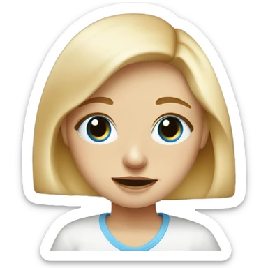 A blonde Blue eyed girl with freckles in her Face eats Porridge  sticker