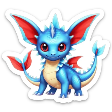Shiny Red And Black Colorful Stitch-Vaporeon-Toothless-Fakémon-hybrid-creature (full body)  sticker