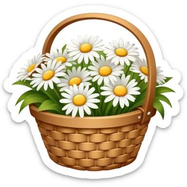 light brown basket with white daisies sticker