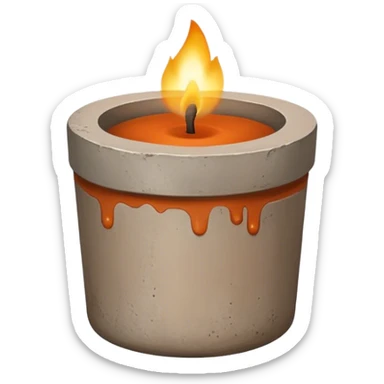 candle in a concrete vessel terracotta color  sticker