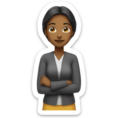 Chica pelo negro con coleta que es profesora de religión haciendo un okey con el dedo sticker