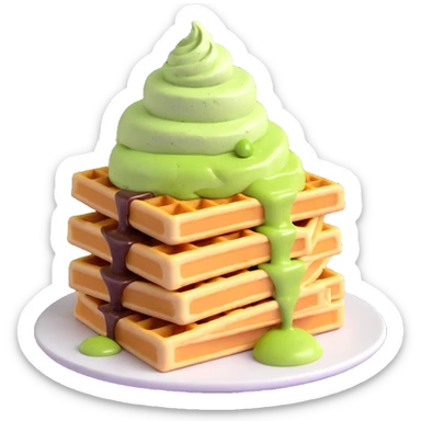 matcha ice cream on a stack of waffles sticker