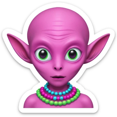 alien living in desert, pink colorful, accessories, just face  sticker
