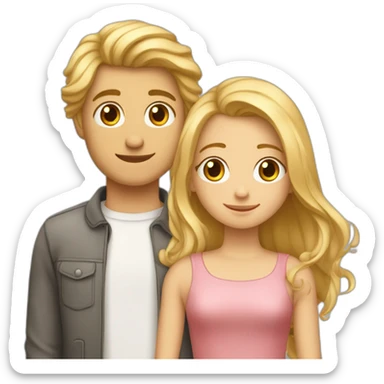 Amoureux un garçon au cheveux blond et une fille au cheveux brun sticker