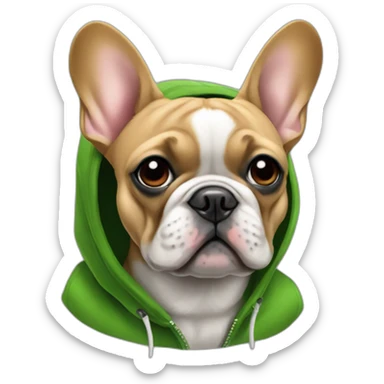 French bulldog red fawn with Green hoodie  sticker
