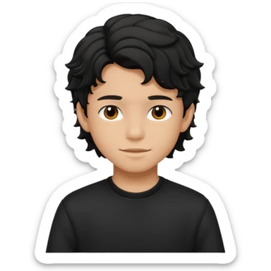 Menino de 15 anos de cabelo preto ondulado e de roupa preta sticker