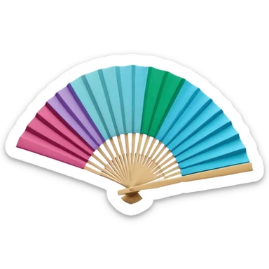 3D render of Paper Fan entirely of folded origami paper, sharp creases, cardboard texture, matte finish, visible paper grain, craft aesthetic,emoji style, isolated on white background --v 6.0 sticker