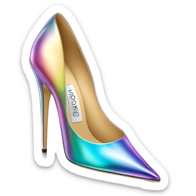 Realistic isolated top view of a pair of iridescent jimmy Choo stiletto high heel shoes. sticker