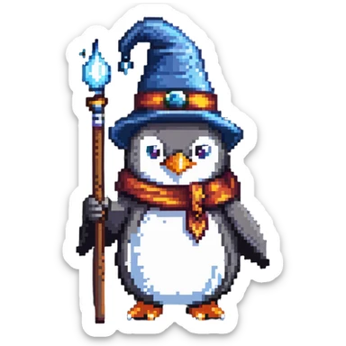 penguin wizard with magical powers sticker
