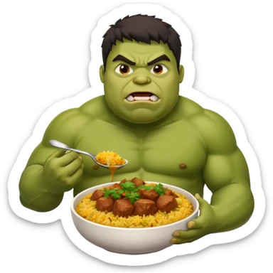 Fat Hulk eating mutton curry biriyani sticker