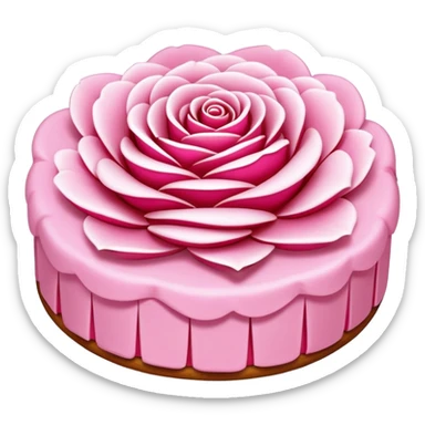 Yunnan Rose Flower Cake with visible petals in pastry, simplified emoji style with bold outlines and bright colors, cartoon style traditional Dian floral dessert sticker