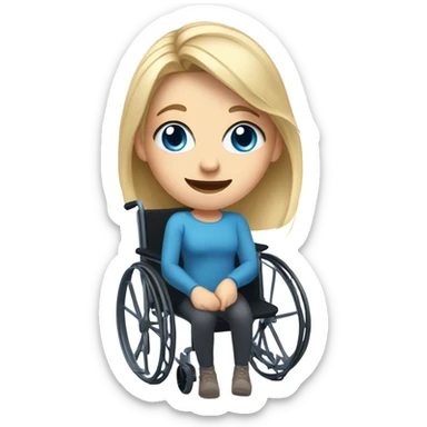 Screaming white girl with blonde hair and blue eyes in wheel chair taking selfies sticker