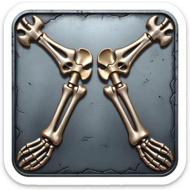 metallic anatomic bones with traces of blood, steel texture, dark dramatic tone, clean background sticker