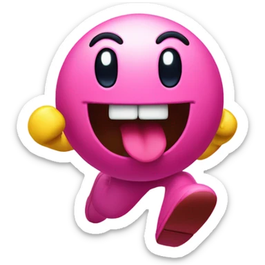 Ms Pac-Man pinky running and blinking sticker