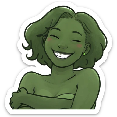 black girl with arms crossed around neck and laughing  sticker
