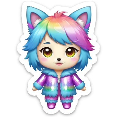  High quality detailed Cute Cool Kawaii stylish Pretty Chibi Fur-Sona Shiny Colorful Sparkly Fakemon Full Body sticker