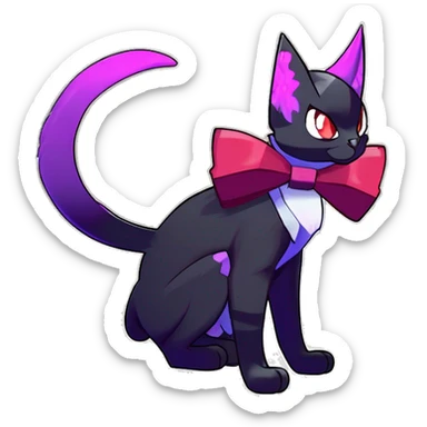 cool kawaii black purple red ethereal fantasy beautiful elegant nargacuga-Noivern-cat-Fakemon collar harness bow tie and bracers full body sticker